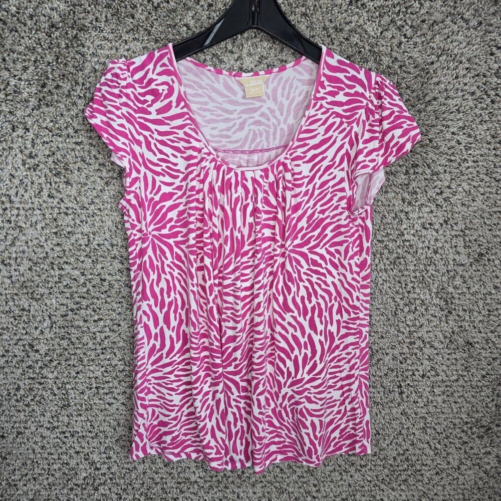 Michael Kors Top Womens Small Pink Scoop Neck Flutter Sleeve Casual Ladies